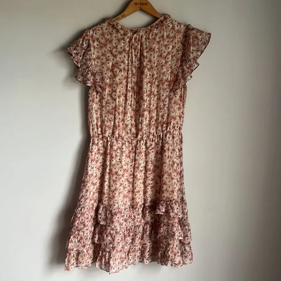 Rebecca Taylor Lucia silk Floral Dress Lurex Ruffle - Picture 3 of 14